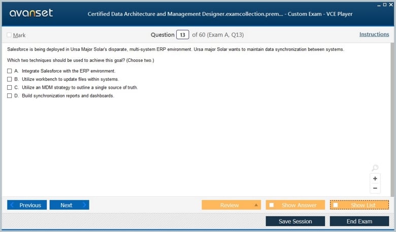 Certified Data Architecture and Management Designer Premium VCE Screenshot #2